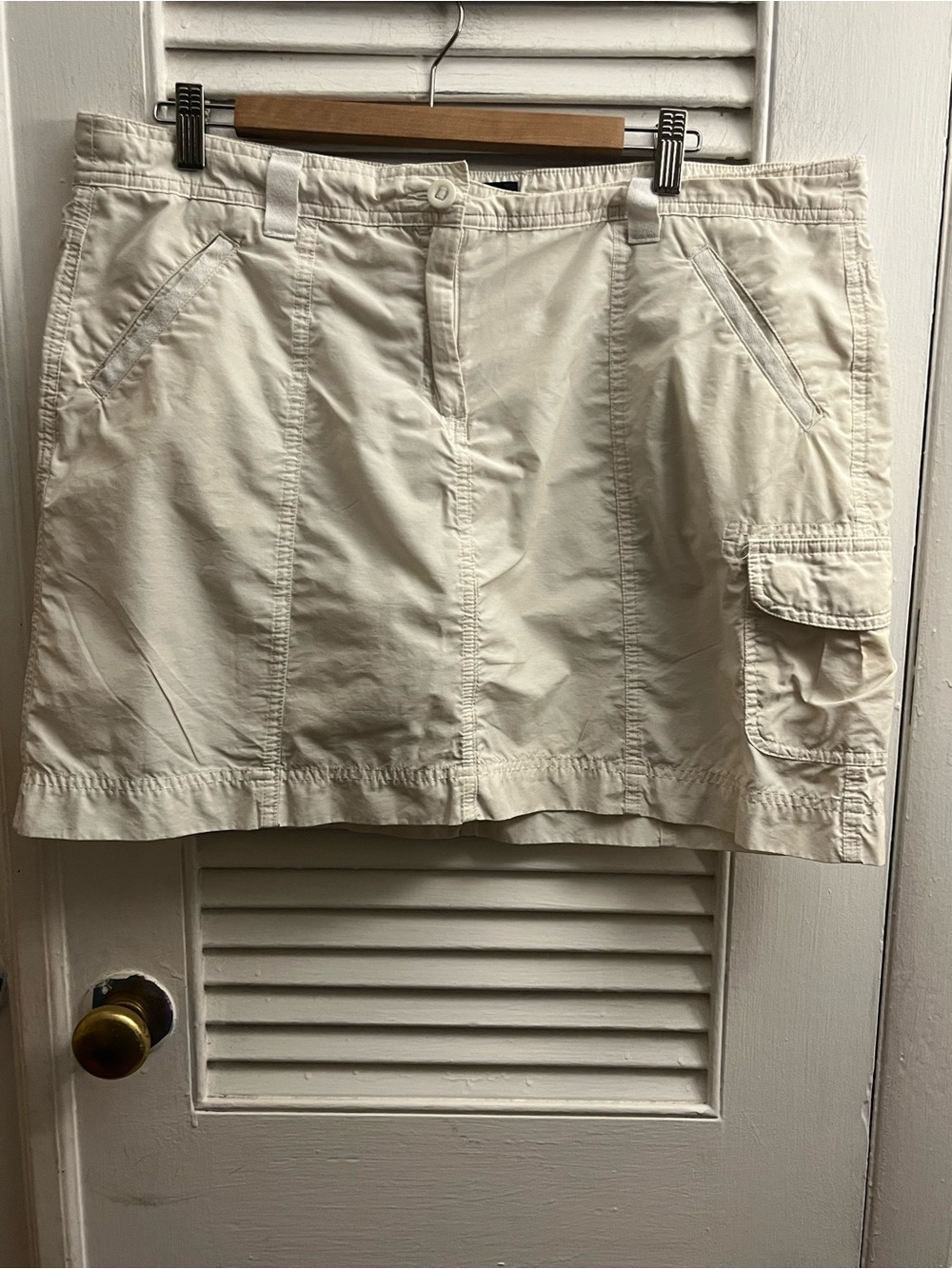 Land's End Women's Skort Chino Beige Size 16 Stretch Pockets Cargo
